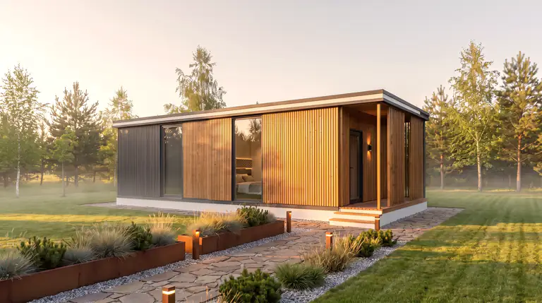 Vacation Home – modular house with a timber facade and a terrace